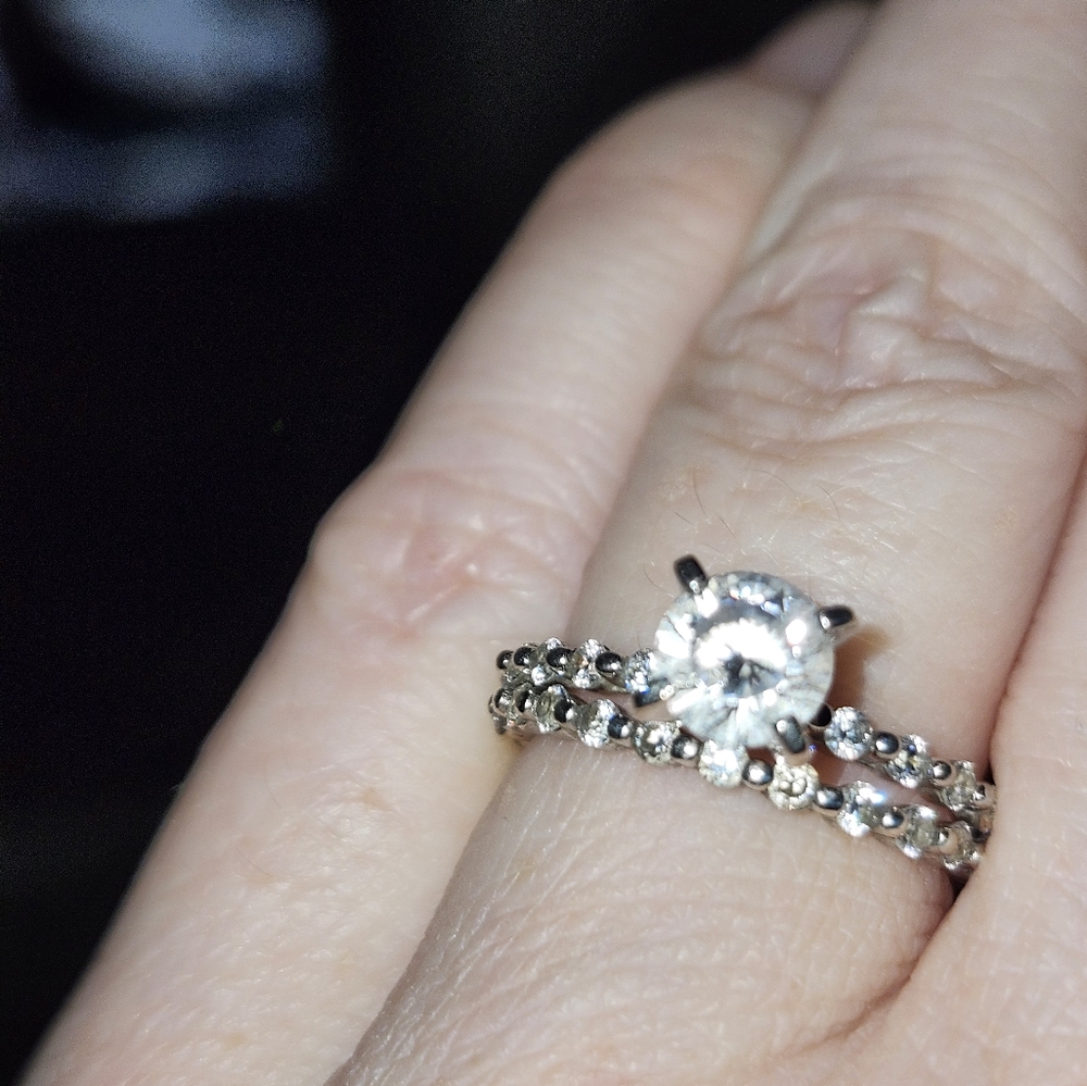 'Diamanelle' .925 silver ring set (Shopping Network)